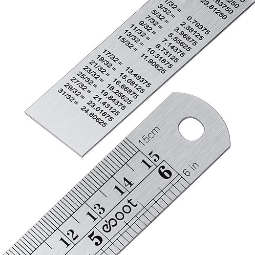 Stainless 2 Pack Steel Ruler 6 Inch Metal Rule Kit with Conversion TableC-DeskLoop Office