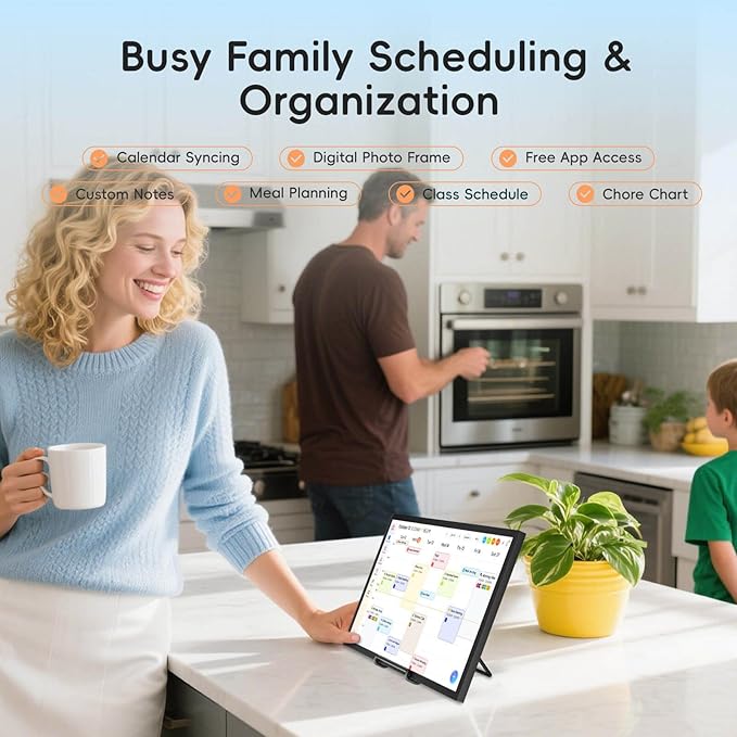 15.6" Digital Calendar Chore Chart, Ultra-HD Interactive Touchscreen, No Subscription Required, Electronic Smart Family Planner & Organizer, Wall Mount Included, Ensuring Seamless Scheduling-DeskLoop Office