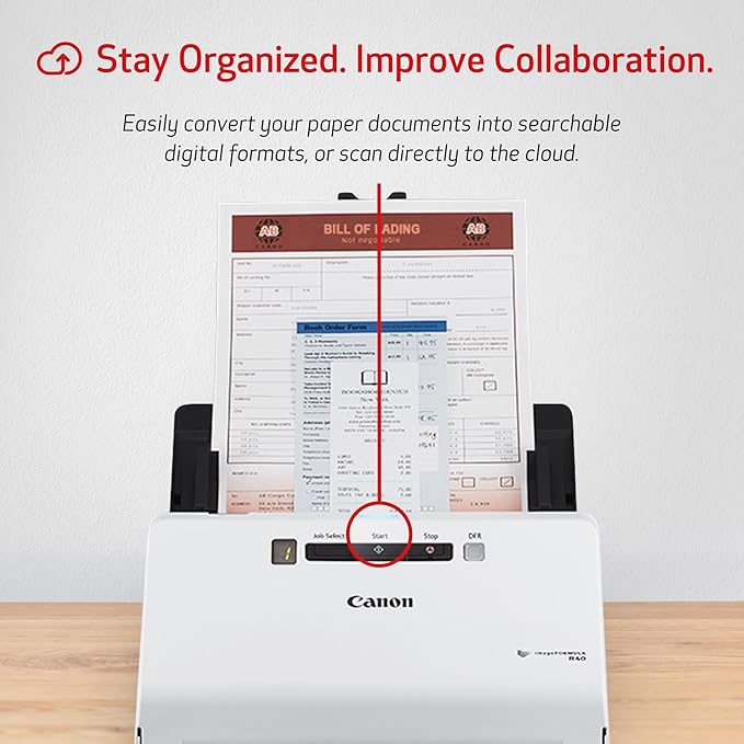 Canon imageFORMULA R40 - Office Document Scanner, Windows and Mac, Duplex Scanning, Easy Setup, Scans a Wide Variety of Documents, Scans to Cloud-DeskLoop Office