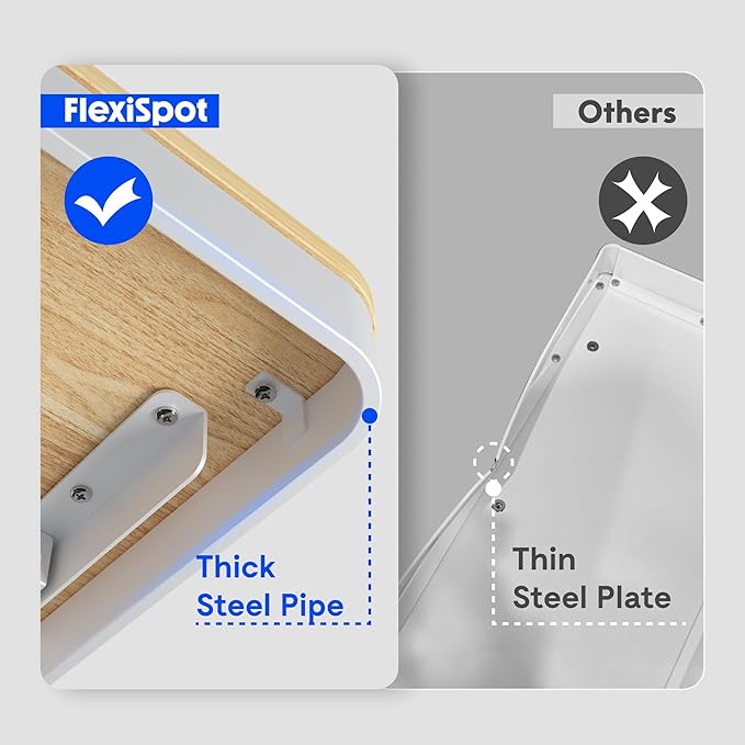 FLEXISPOT Electric Glass Standing Desk with Drawer Desktop & Adjustable Frame Quick Install w/USB Charge Ports, Child Lock (White, Glass)-DeskLoop Office