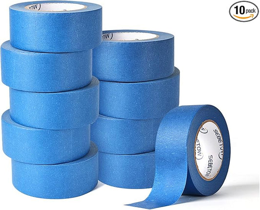 10 Rolls Painters Tape 2 inch Bulk Painter Tape Blue Wide Roll, Blue Masking Tape, 2 Inches x 55 Yards for General Purpose Wall Painting, Home Improvement-DeskLoop Office