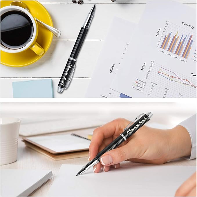 Amlion Personalized Pens Custom Engraved Pen with Name, Refillable Medium Refill, Personalized Gifts for Men Women-DeskLoop Office