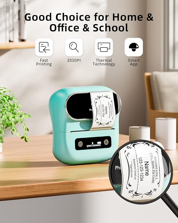 Phomemo Label Maker, M220 Thermal Label Printer, Portable Bluetooth Wireless Inkless 3 Inch Barcode Printer, Great for Home, School & Office, Compatible with Phone, PC, with 3 Label-DeskLoop Office