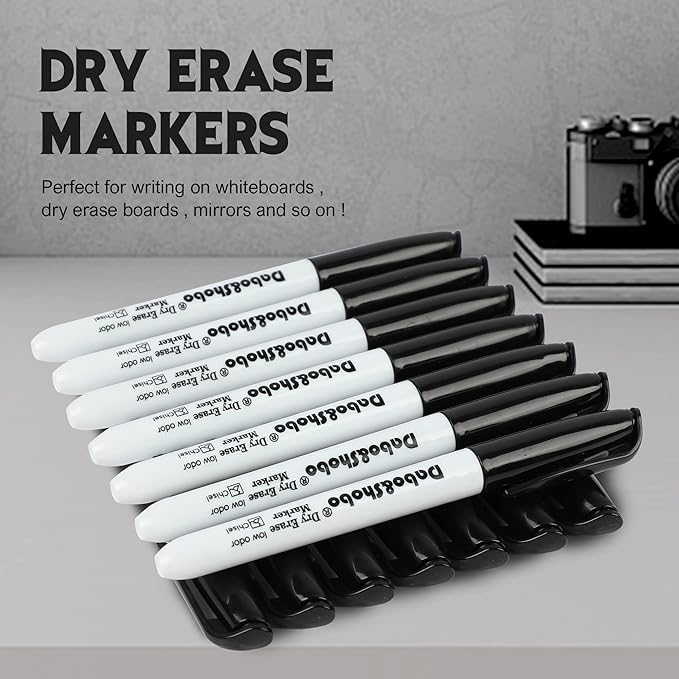 Dabo&Shobo Dry Erase Markers 24 Pack, Low Odor Black Whiteboard Markers, Chisel Tip, Perfect for Writing on Whiteboard Mirrors Glass In School, Office&Home…-DeskLoop Office