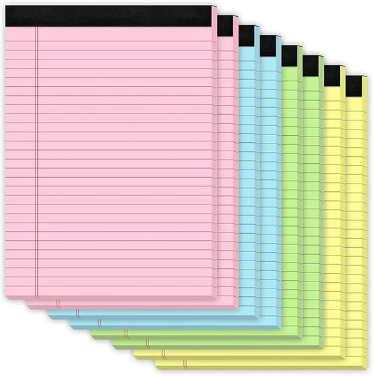 Legal Pads 8.5 x 11 Colored, 8 Pack Legal Notepads 8.5 x 11, Colored Note Pads 8.5 x 11 Writing Pad, Pink Notebook Paper 8.5 x 11, Lined Paper Tablets 8.5 x 11 Pads of Paper, Wide Ruled, 30 Sheets/Pad-DeskLoop Office