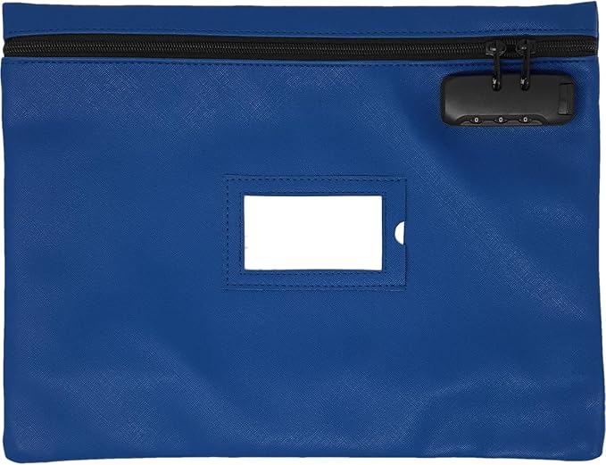 Notary Bag with Lock | 14x11 inch | Navy blue | Zipper Notary Supplies Bag | Locking Notary Bag for Notary Kit, Stamp, Embosser, Ink Pad, and Valuables | Locking Document Bag | Journal Carrying Case-DeskLoop Office