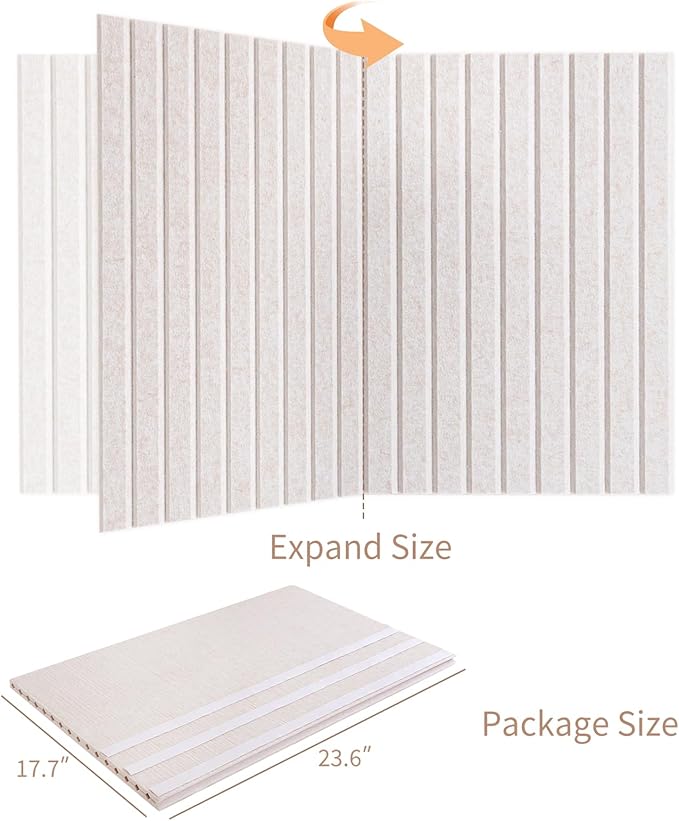 Bulletin Board, 36 x 24 inches Felt Board Decorative Pin Board, 3' x 2' Cork Board Alternative for Wall, Foldable Photo Board with 20 Pushpins - Oatmeal Stripes-DeskLoop Office