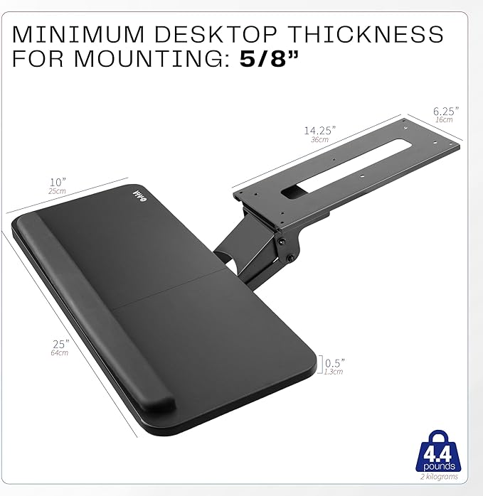 VIVO Adjustable Computer Keyboard & Mouse Platform Tray Ergonomic Under Table Desk Mount Drawer Underdesk Shelf (MOUNT-KB03B)-DeskLoop Office