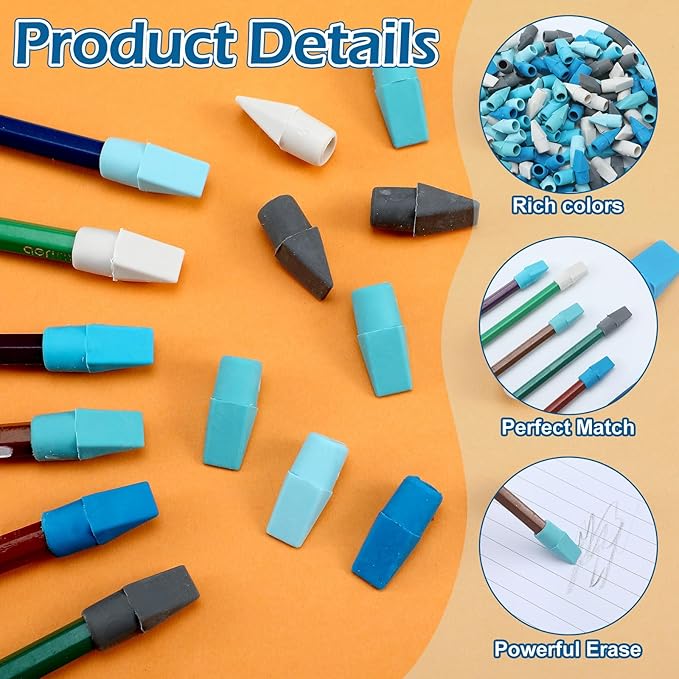 240 Pcs Pencil Top Erasers Cap Bulk Cute Pencil Toppers Erasers School Office Supplies for Students Teachers Art School Office Classroom Supplies(Blue)-DeskLoop Office
