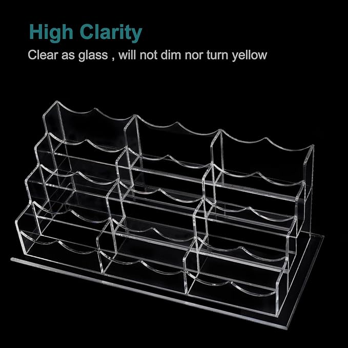 Business Acrylic Card Holder Display for Desk, 12 Slots 4 Tiers Multiple-Clear Acrylic Business Card Stand Set, Holds Approximately 600 Cards-DeskLoop Office