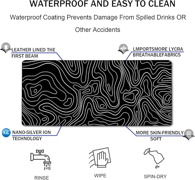 Large Mouse Pad, Big Desk Mat Large Office Desk Pad, Durable Extended Mouse Mat 31.5"x15.7" Mousepad with Non-Slip Rubber Base & Stitched Edge for Home Office Work, White Line