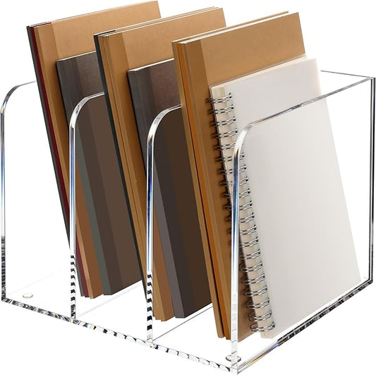 Magazine Holder, Clear Acrylic Magazine Rack, File Organizer for Office Desk, Book Organizer,-One-Piece-3 Vertical spaces,1 pack (B5)……-DeskLoop Office