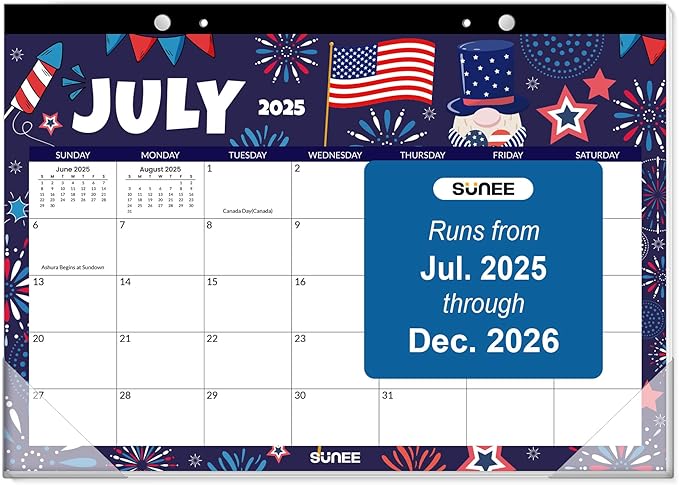 SUNEE Desk Calendar 2025-2026 17x12, 18 Months, JUL. 2025 - DEC. 2026, Academic Desktop Calendar 2025-2026, School Year Large Calendar for Teacher, Seasons Color-DeskLoop Office
