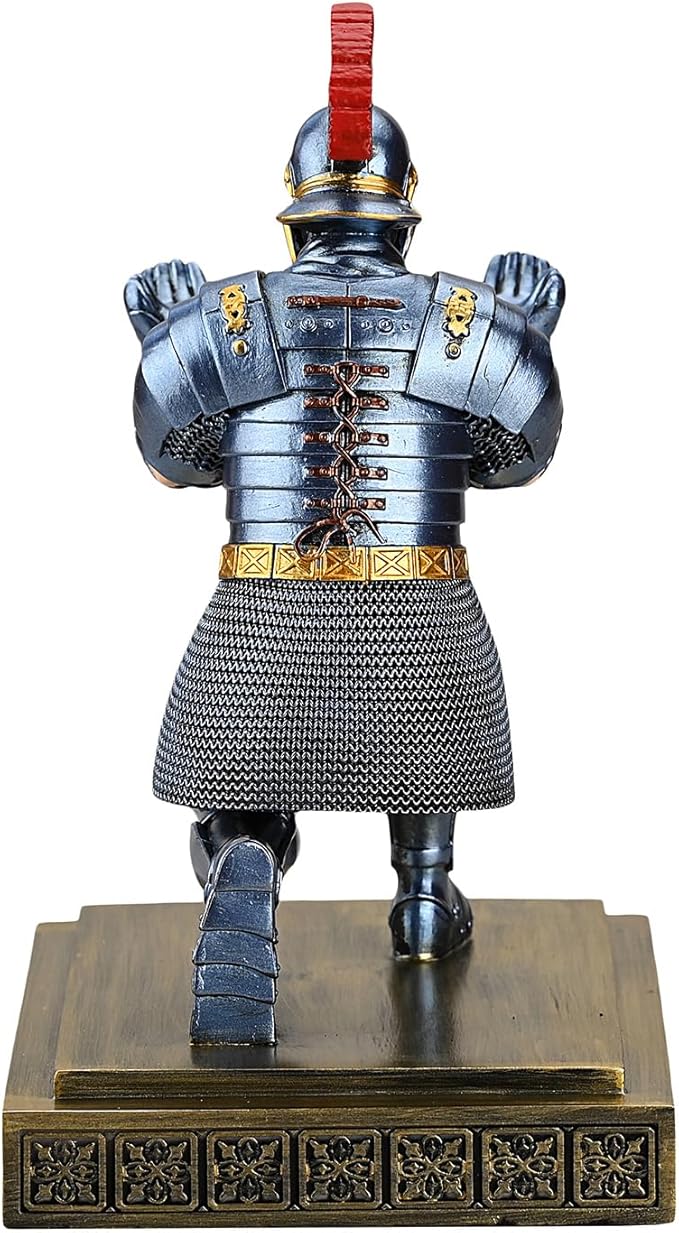 Roman Praetorian Warrior Knight Pen Holder Desk Ornament Resin Pencil Holder Desk Accessories and Organizer for Office with a Letter Opener (Blue)-DeskLoop Office