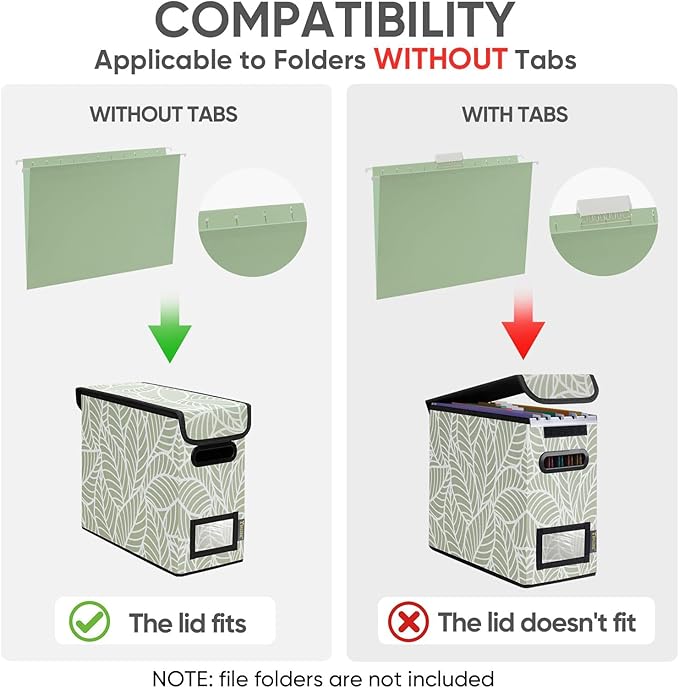 BALEINE File Organizer Box with Lid, Collapsible File Folder Organizer with Plastic Slide, Hanging File Folder Box for Office Document Storage (1 Pack, Antique Foliage, S)-DeskLoop Office