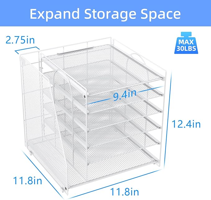 Gianotter Desk Organizers and Accessories, 6-Tier Paper Organizer with Magazine Rack, Office Desk Accessories & Workspace (White)-DeskLoop Office