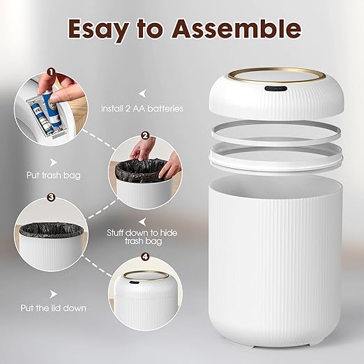 Procade Motion Sensor Trash Can with Lid, 3 Gallon Electric Bathroom Garbage can, Small White Wastebasket Touchless Trash Bin,Automatic Mini Trashcan for Bedroom,Toilet, Office, rv, Living Room-DeskLoop Office