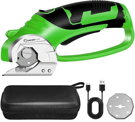 Cordless Electric Scissors,4V Rechargeable Cardboard Box Cutter Heavy Duty Fabric Scissor with Safety Lock & LED Light,Power Rotary Cutter for Leather Carpet Plastic Cutting,Sewing,Crafting-DeskLoop Office