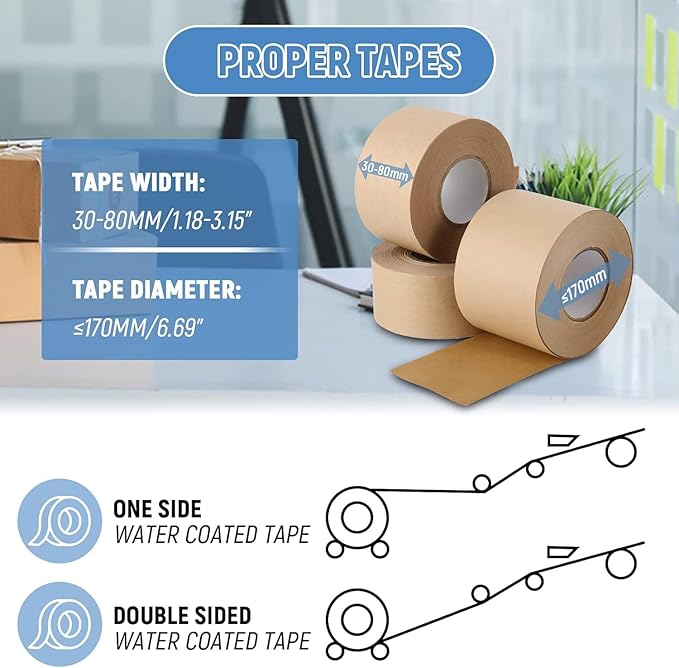 Water-Activated Tape Dispenser, Manual Kraft Gum Tape Dispenser, Width Adjustable 1.18-3.15", Light Weight & Portable Packing Tape Dispenser Set, Green-DeskLoop Office