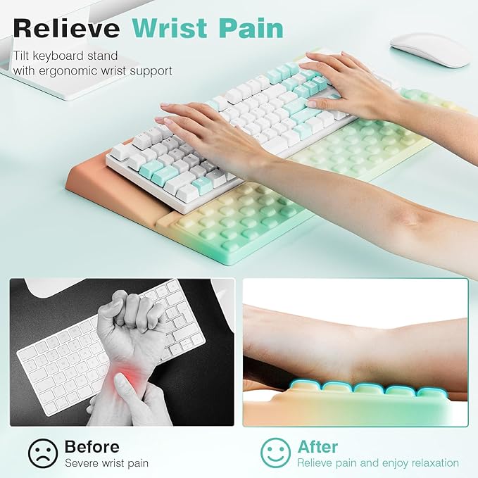 Ospelelf Ergonomic Keyboard Wrist Rest Pad Comfortable Keyboard Stand Riser Holder Pad for Office Gaming-DeskLoop Office