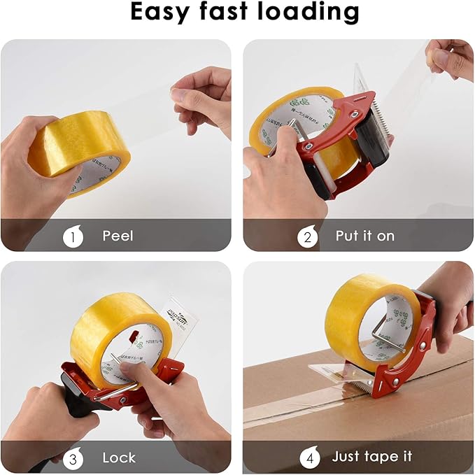 Fast Reload 2 Inch Tape Gun Dispenser Packing Packaging Sealing Cutter TG01 (Red)-DeskLoop Office