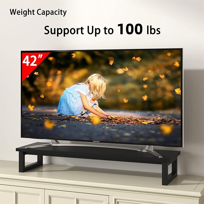 Dual Monitor Stand Riser, 39Inch Large Monitor Stands for 2 Monitors, Computer Monitor Stand, Wooden Desktop Oraganizer Shelf for Office Desk Computer,Laptop,TV-DeskLoop Office