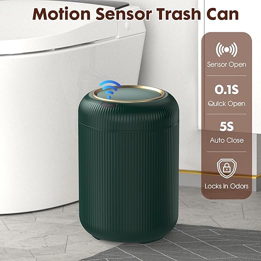 Procade Automatic Motion Sensor Bathroom Trash Can with Lid, 3 Gallon Touchless Trash Bin, Smart Plastic Garbage Can Small Green Wastebasket for Toilet, Office, rv, Bedroom, Living Room-DeskLoop Office