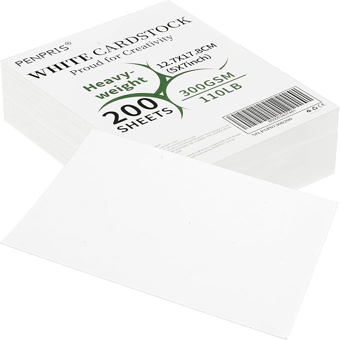 200 Sheets White Cards Blank - 5''x7'' White Card Stock 300gsm/110lb Thick Paper Cardstock, Heavy CardStock Blank for Wedding Invitations, Index Cards, Greeting, Note - PAP07300200-DeskLoop Office