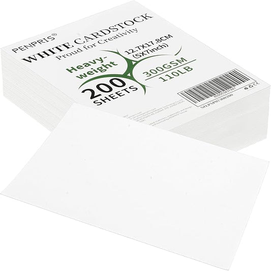 200 Sheets White Cards Blank - 5''x7'' White Card Stock 300gsm/110lb Thick Paper Cardstock, Heavy CardStock Blank for Wedding Invitations, Index Cards, Greeting, Note - PAP07300200-DeskLoop Office