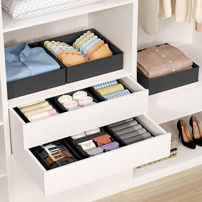 DIMJ Drawer Organizer Clothes - 20 Pack Closet Drawer Organizer Bins for Baby Clothes Storage, Fabric Dresser Organizer for Nursery Bedroom, Foldable Small Drawer Dividers for Underwear Socks-DeskLoop Office