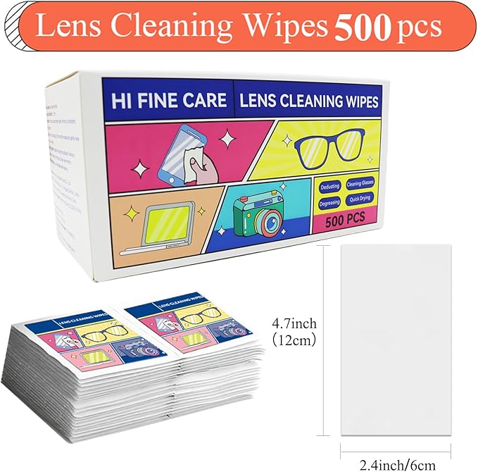 Pre-Moistened Lens Cleaning Wipes,500 Pcs Cleaning Wipes for Glasses, Computer & Laptops Screens, Smart Phones, Optical Lens, Goggles, and Watch Screen l Quick-Dry and Scratch-Free-DeskLoop Office