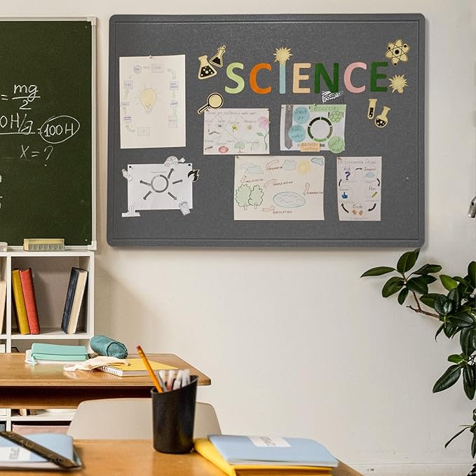 Large Bulletin Board - 48 x 36 Inches, Decorative Felt Pin Board for Wall - 4' x 3' Foldable Photo Display Board with Self-Adhesive Tape, Includes 20 Push Pins - Gray-DeskLoop Office