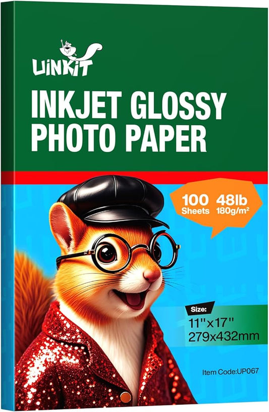 Uinkit Glossy Photo Paper 11x17 Inches 100 Sheets - Inkjet Printer Paper for Photos, Posters, Menus, Invitations - Vivid & Quick Drying Dye Ink Printers, No Curling, Smudge Proof-DeskLoop Office