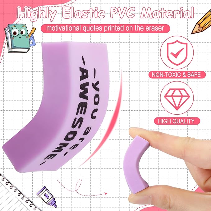 180 Pcs Inspirational Erasers for Kids Christian Pencil Erasers Bulk, Back-to-School Gifts Motivational and Cute Supplies for Students Classrooms, Drawing(Macaron,Motivational)-DeskLoop Office
