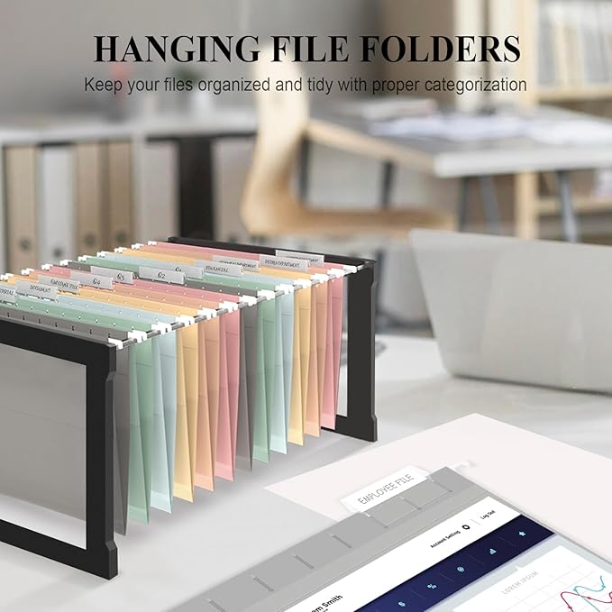 ViVin Hanging File Folders, 1/5-Cut Adjustable Tabs with 24 Per Box, 1 Inch Expansion, 24 Pack Letter Size Hanging File Folders, Designed for Office Home School Filing Cabinet(Assorted)-DeskLoop Office