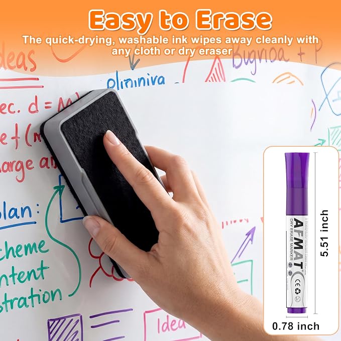AFMAT Dry Erase Markers, 12-Count Whiteboard Markers, 100 Meters Writing - Image 7