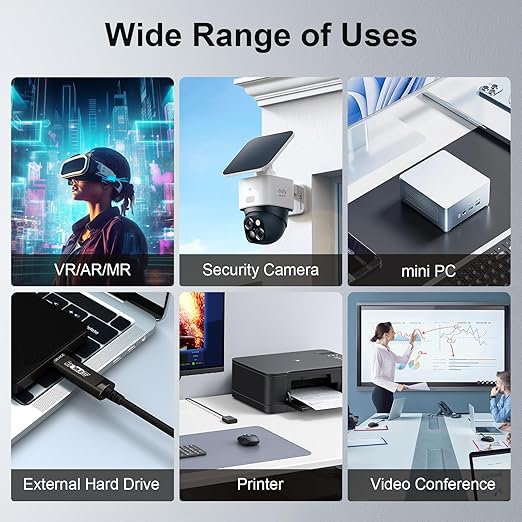 GeoHN.G USB C to C Fiber Optic Cable 30M/100FT, USB 3.2 10Gbps Long Distance Data Transfer USB C Extension Cable for VR, Camera, Mini PC, Laptop, Webcam, Printer and More-DeskLoop Office