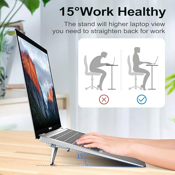 Laptop Stand for Desk, Portable Anti-Slip Keyboard Riser, Zinc Alloy Keyboard Stands, Computer Stand Compatible with MacBook Air/Pro, 10-15.6 Inches Laptops and Keyboards (Sliver)-DeskLoop Office