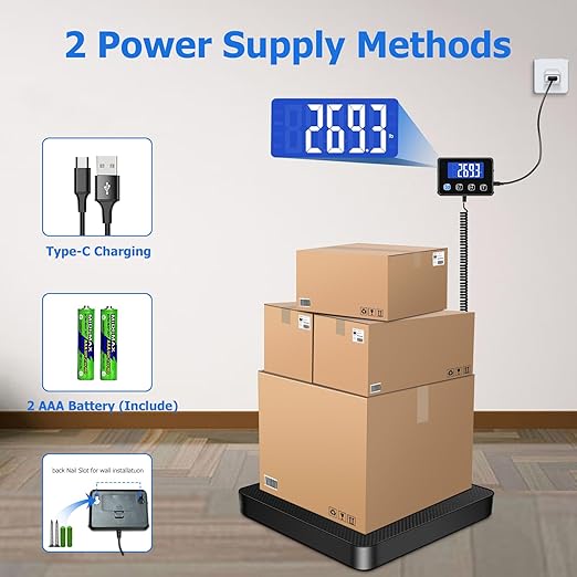 Shipping Scale, 440 lbs/0.35oz High Accurate Digital Postal Scale with Hold/Tare Function, Postage Scale for Packages, Luggage, Small Business, Home Use, Battery & Charging Cable Include-DeskLoop Office