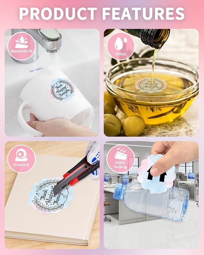 Phomemo 2" Pink Round Label Stickers Roll for 4X6 Thermal Label Printer for Small Business Supplies - 750pcs / Roll - Commercial Grade Thermal Labels for Custom Stickers Personalized & Business Logo-DeskLoop Office