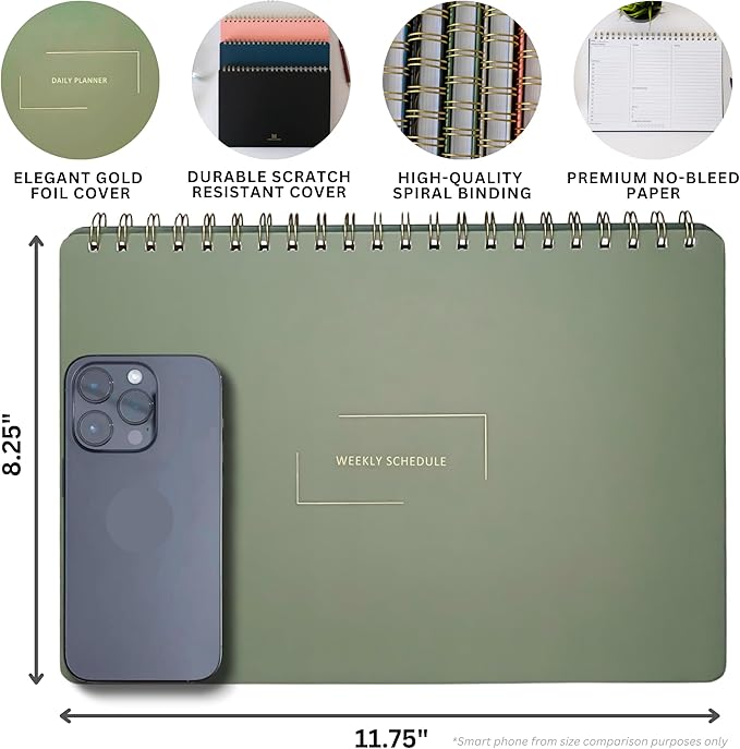 Undated Weekly Schedule | Business Planner | 8.25” x 11.75” ADHD Organizer | Premium Multi-Layout Schedule | White | Landscape Layout-DeskLoop Office