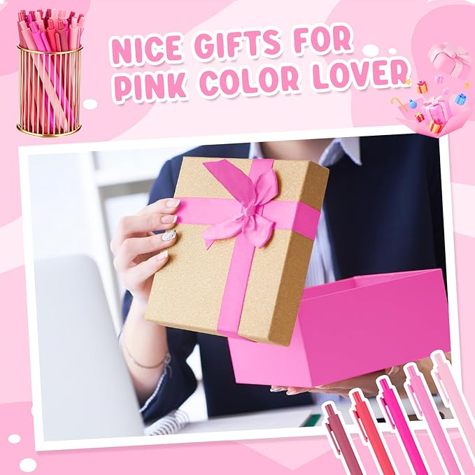 100 Pcs Ballpoint Pens Bulk Retractable Writing 1. 0 mm Black Ink Cute Pens Smooth Writing Color Fancy Gift for Teacher Student Employee Office School Home Baby Shower Supplies (Pink Series)-DeskLoop Office