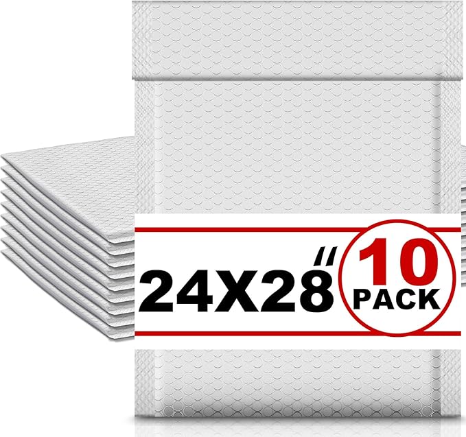 Ireer 10 Pack Extra Large 24 x 28" Bubble Mailers Poly Padded Envelopes Cushioned Mailing Envelopes Bubble Padded Mailers Self Adhesive Waterproof Shipping Bags for Business Christmas Gift Packaging-DeskLoop Office