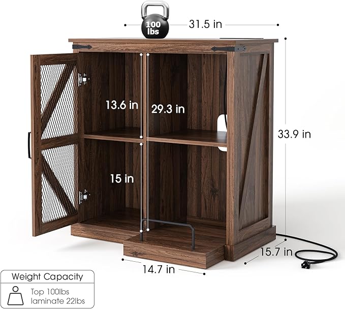 Printer Stand with Storage,File Cabinet with Socket and USB Charging Port,Farmhouse Paper Shredder Stand Rack with Slide-Out Shelf,Walnut-DeskLoop Office