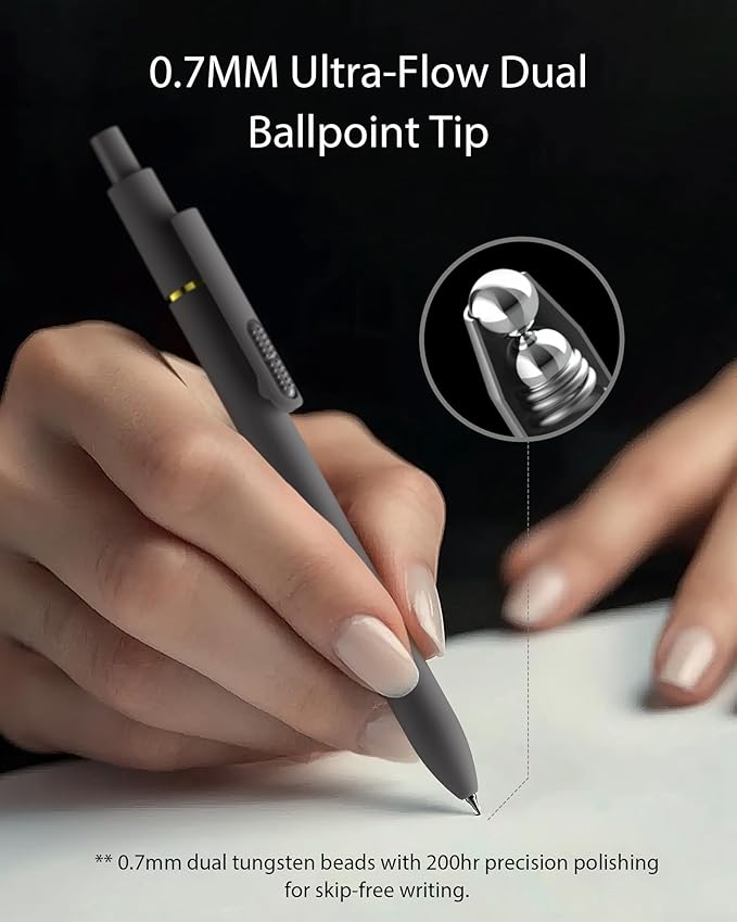 8 Pcs Gel Ink Pens, 0.7mm Fine Point for Smooth Writing Journaling Aesthetic Pens, Black Quick-Dry Long Lasting Fidge Pens, Cute School Office Supplies Gifts for Women (Morandi Black Ink)-DeskLoop Office