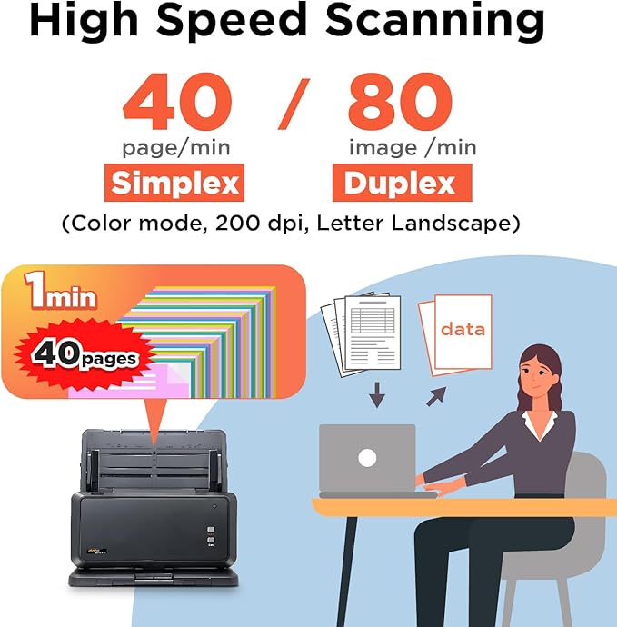 Plustek Wide-Format Color Duplex Document Scanner S30, for Large-Format Document Scan, Scans Wide Up to 12" and Long Up to 200", 100-Sheet Duplex Auto Document Feeder-DeskLoop Office