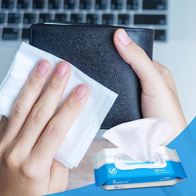 75% Alcohol Wet Hand Sanitizing Wipes - With Aloe, Moisturizer, and Vitamin E Formula - Premium Sanitizer for Travel, Home, Office, and School Use (Aloe, 200)-DeskLoop Office