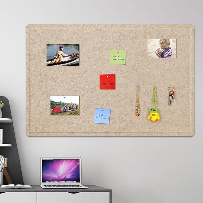 Large Bulletin Board - 72 X 48 inches Cork Board with 30 Pushpin, 6' x 4' Cork Board for Walls Pin Board, Self-Adhesive Felt Board Vision Board Foldable Photo Board for Wall (Beige Brown)-DeskLoop Office