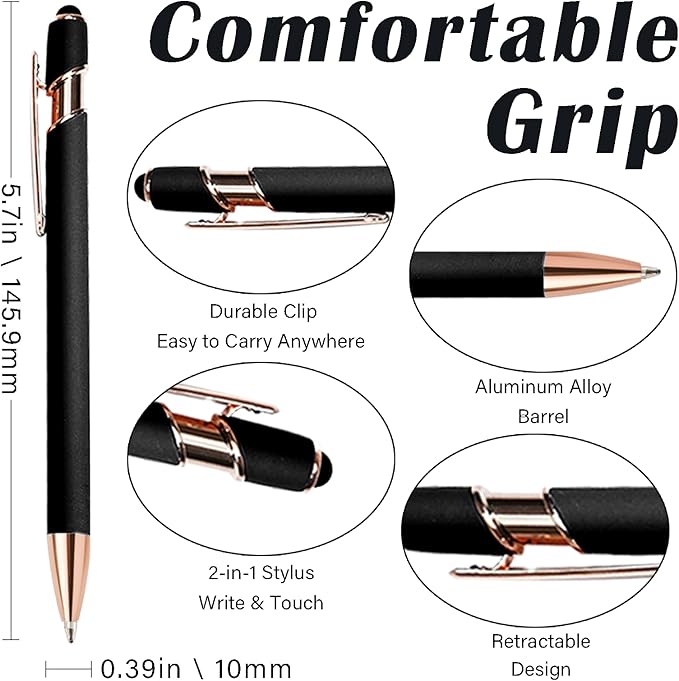 Custom Pens in Bulk with Multiple Colors Options,Engraved Double-Sided Personalized Pens with Design Text, Logo&Touch Stylus,Fine Point Smooth Writing, Ideal for Corporate, Students & Gifts-DeskLoop Office