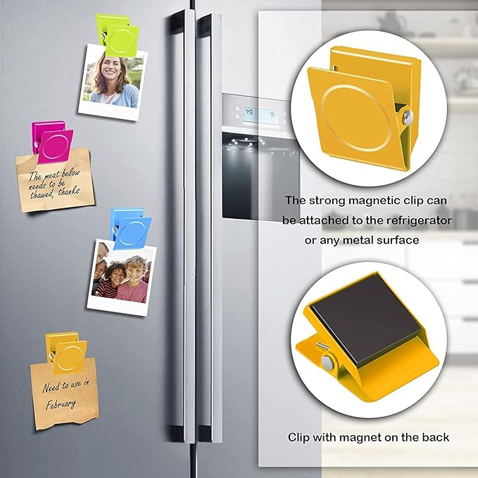 Grtard 24 Pack Magnetic Clips Heavy Duty, Colorful Strong Fridge Magnet Clips Heavy Duty, Metal Magnet Clips for Fridge, clip Magnets, Magnetic Clips for Refrigerator, Locker, Whiteboard, Home, Office-DeskLoop Office